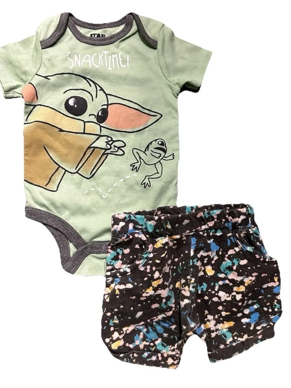 Baby Boy Summer Yoda Romper Pajamas Swim Trunks Shorts Size 6-9 Months